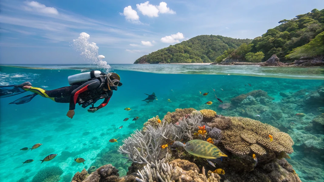 צלילה ושנורקלינג במים הצלולים של קוסמוי
