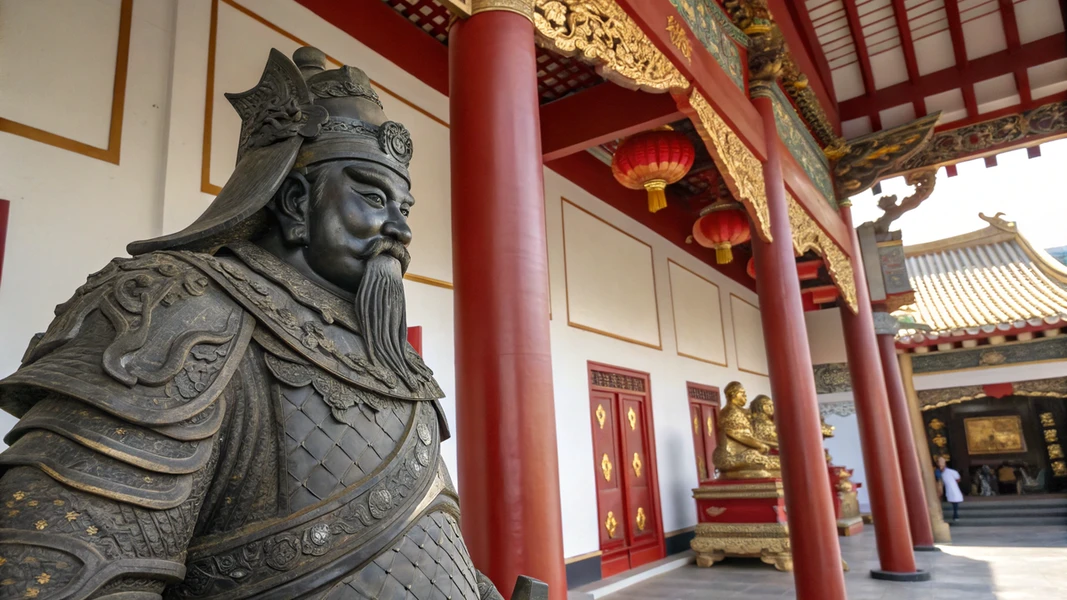 המקדש הסיני Guan Yu - פסל הלוחם הסיני