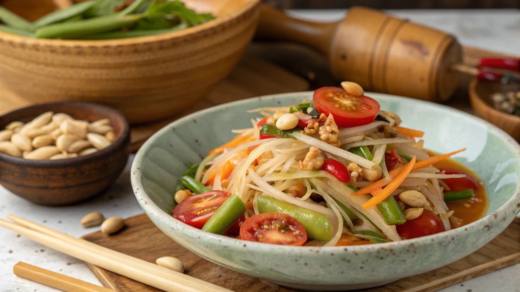 סום טאם - מתכון לסלט פפאיה תאילנדי חריף, חמוץ ומתוק